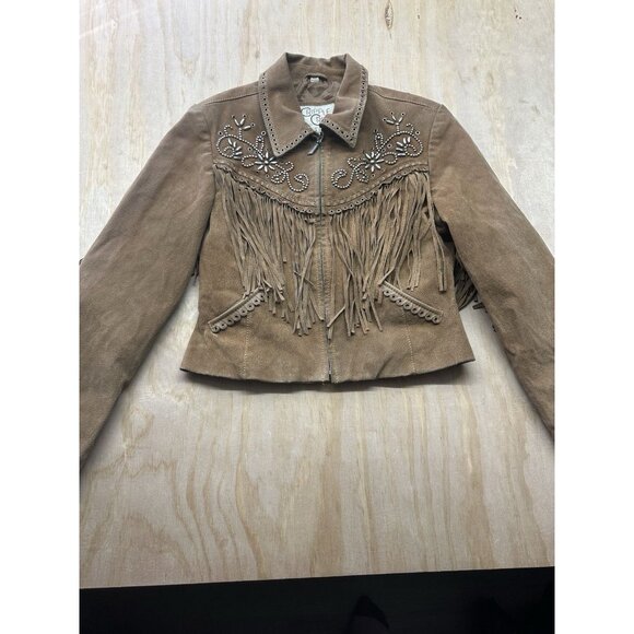 Cripple Creek Jackets & Blazers - Cripple Creek Black Fringe Leather Suede Western Studded Women's Jacket Rodeo S